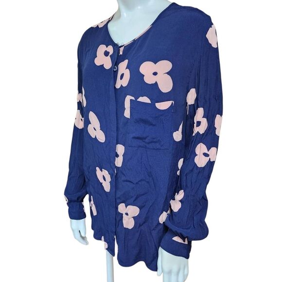 Boden Blue & Pink Floral Button Down Shirt (14) - Picture 2 of 6